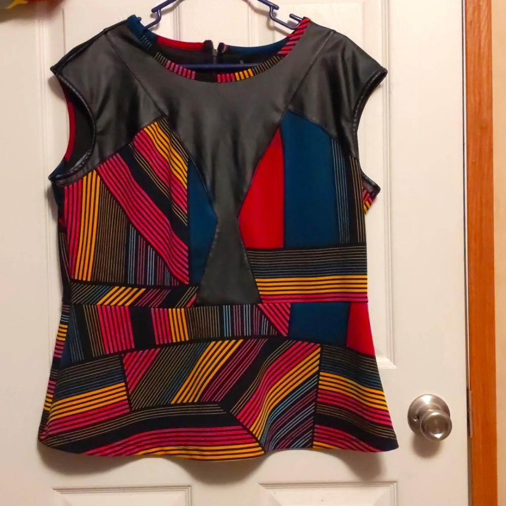 Pleather peplum with colors